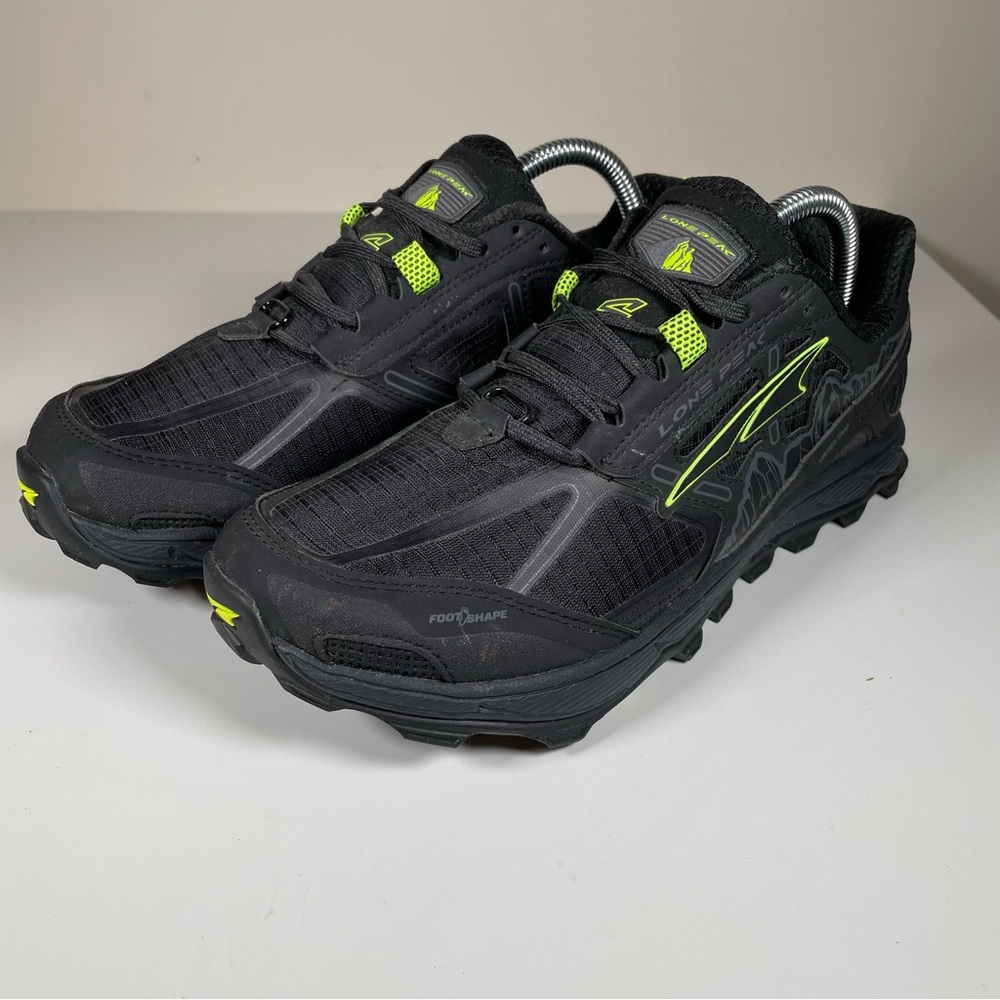 Women’s Altra Lone Peak 4 Zero Drop Trail Running Shoes Size 9.5 Black Volt EUC.